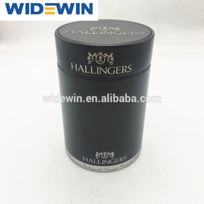 Matt black color round tea tin box with lids